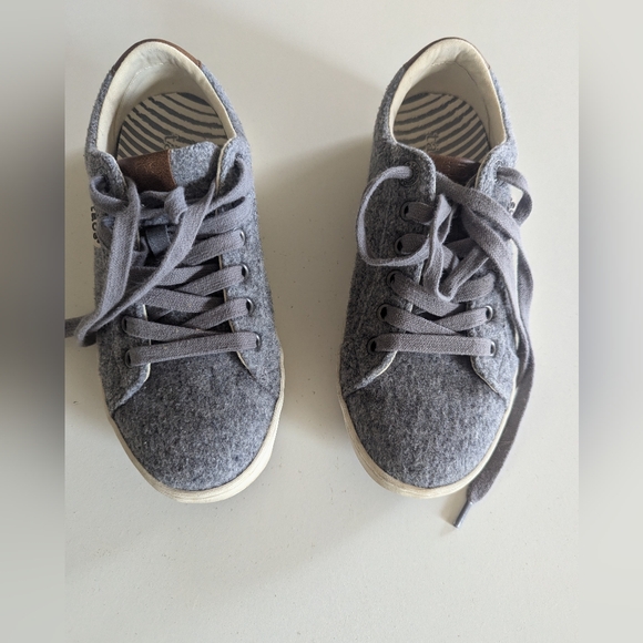 TAOS Starburst Gray Wool W/ Leather Trim Lace Up Womens Sneakers shoes Size 6 - Picture 1 of 6